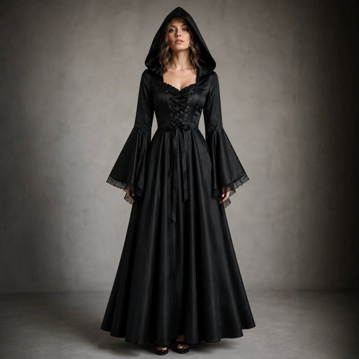 Halloween Gothic Kleid mit Kapuze