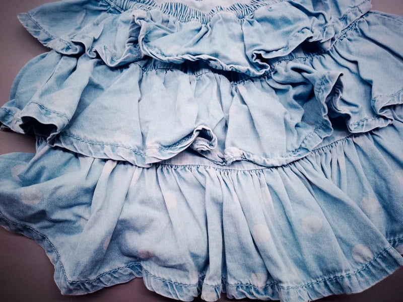 Mädchen Jeansrock Rüschen Hellblau Detail