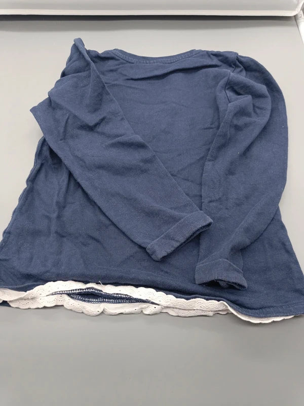 Rückseite des marineblauen Topolino Pullovers Größe 122
