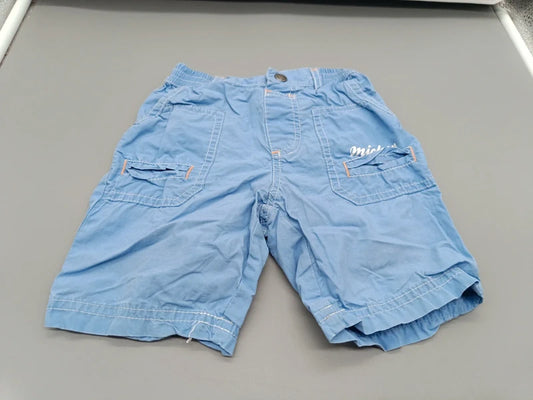 Jungen Cargo-Shorts Hellblau Disney Mickey Mouse Stickerei Elastikbund Metallknopf Gesamtansicht Gr. 86
