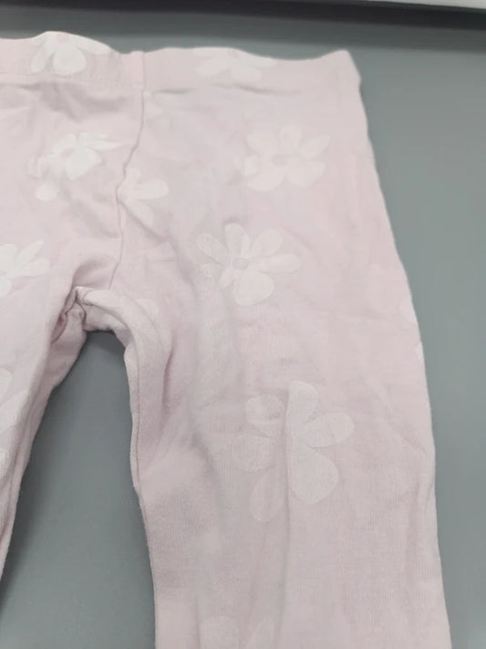 Baby Mädchen Leggings Rosa Velour Nicki Oberfläche Flauschig Blumen-Print Nahaufnahme Bund Gr. 86