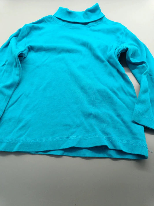 Kinder Rollkragenpullover Türkis Aquablau Uni Vorderseite Steppnaht-Saum Detail Gr. 86