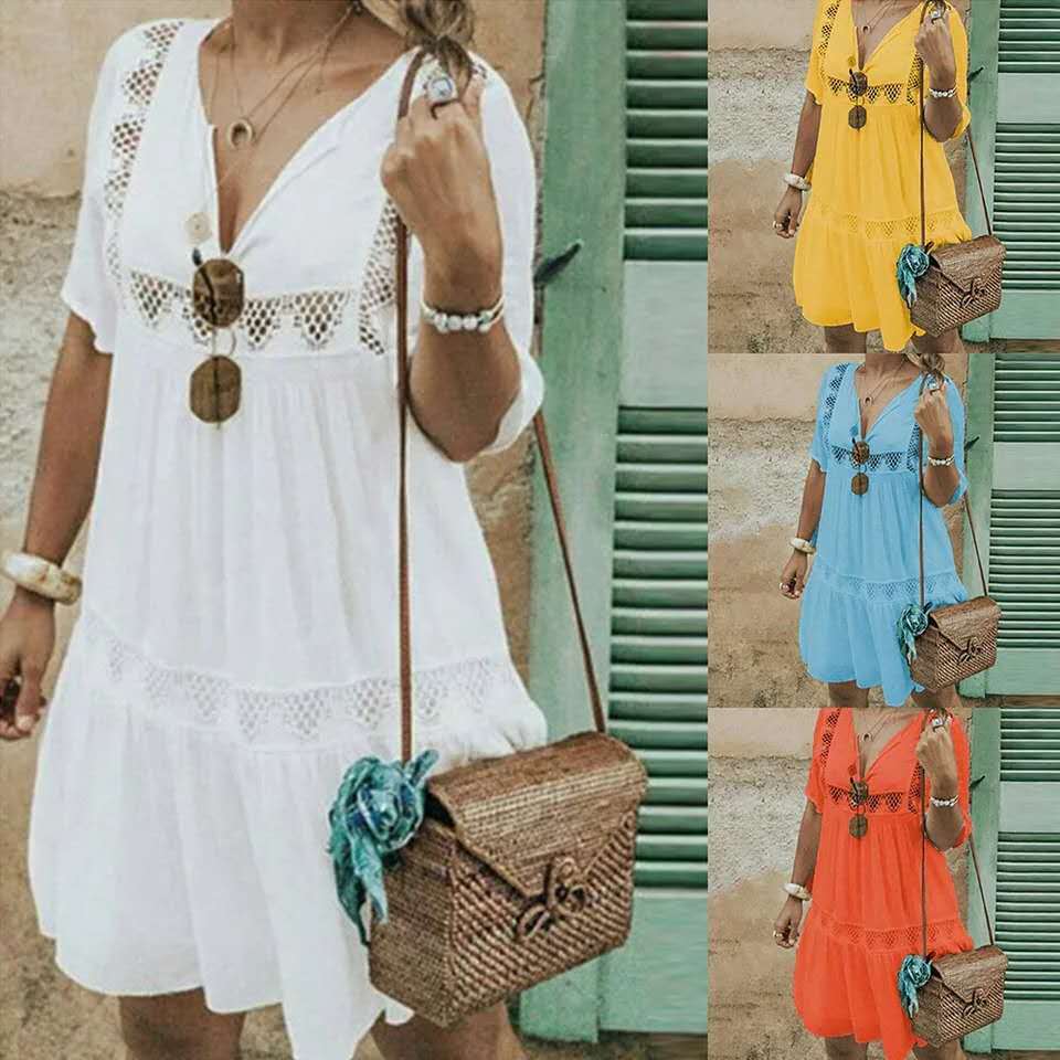 Sommerkleid Damen Modern Fließender Schnitt