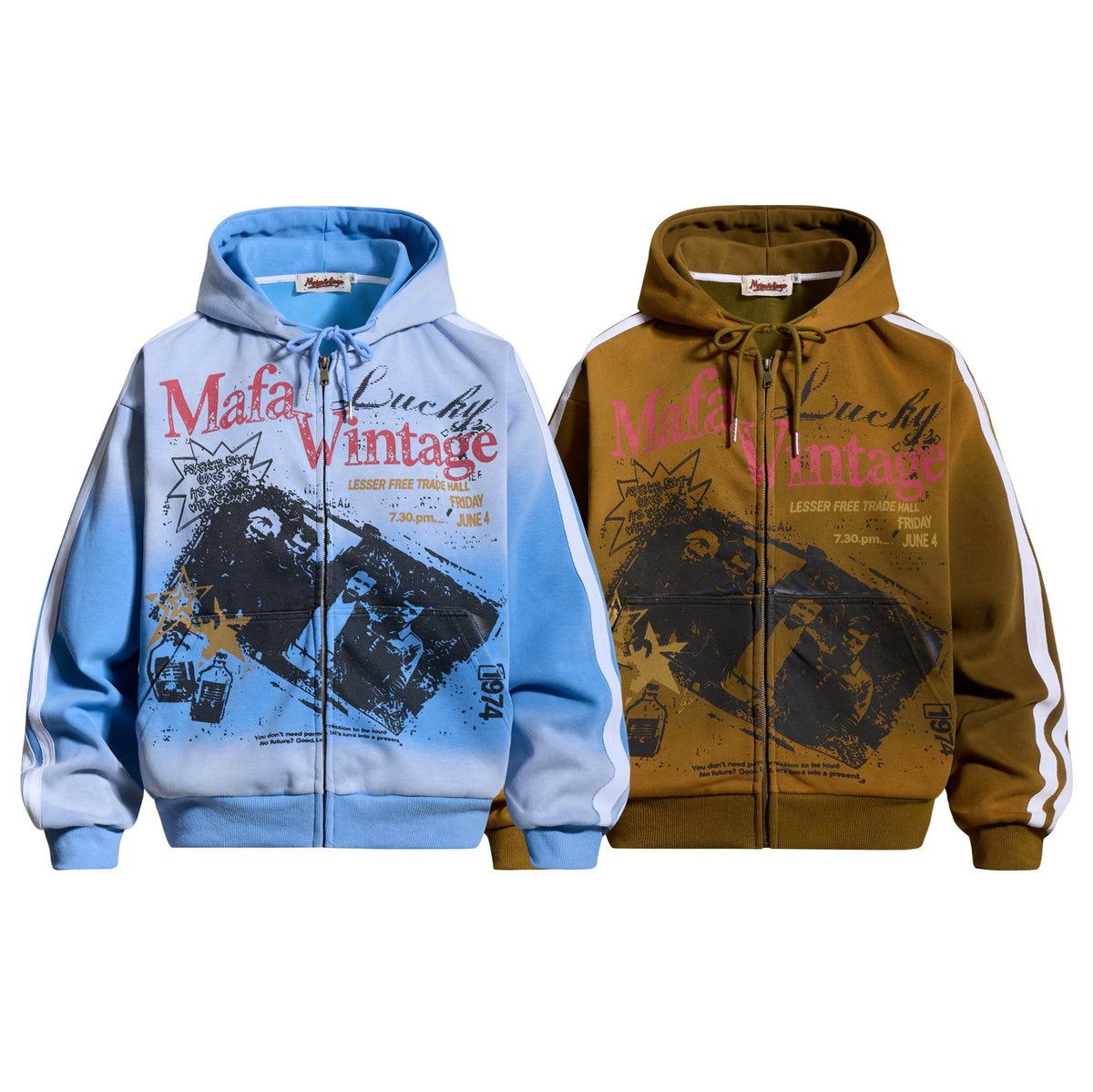 Hoodie Herren mit Farbverlauf-Portrait-Print