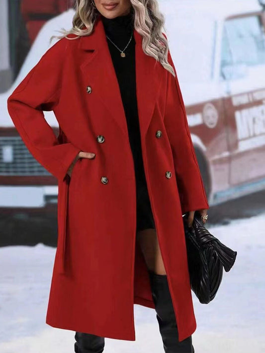 Zweireihiger Damen-Trenchcoat mit Gürtel – Bild 2