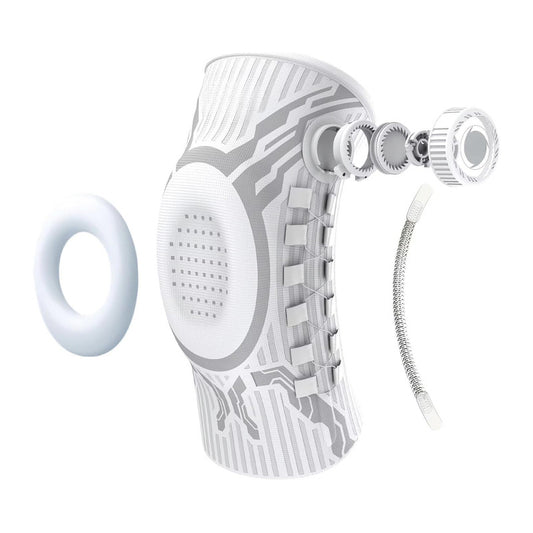 Verstellbare Kniebandage mit Smart-Knob, Patella-Gelpolster, seitliche Stützen, Kompression