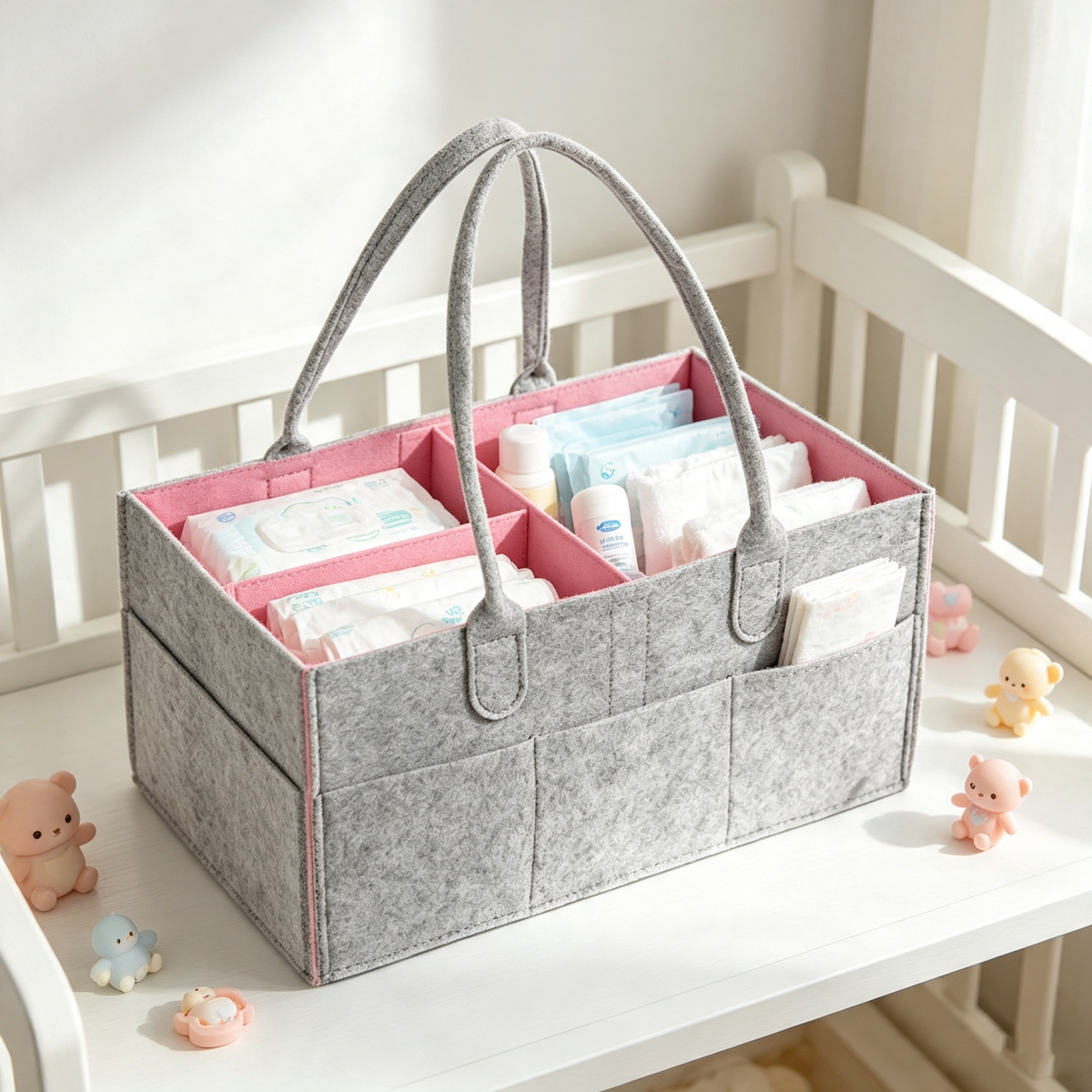 Filz-Wickeltasche für Babyartikel, Aufbewahrung