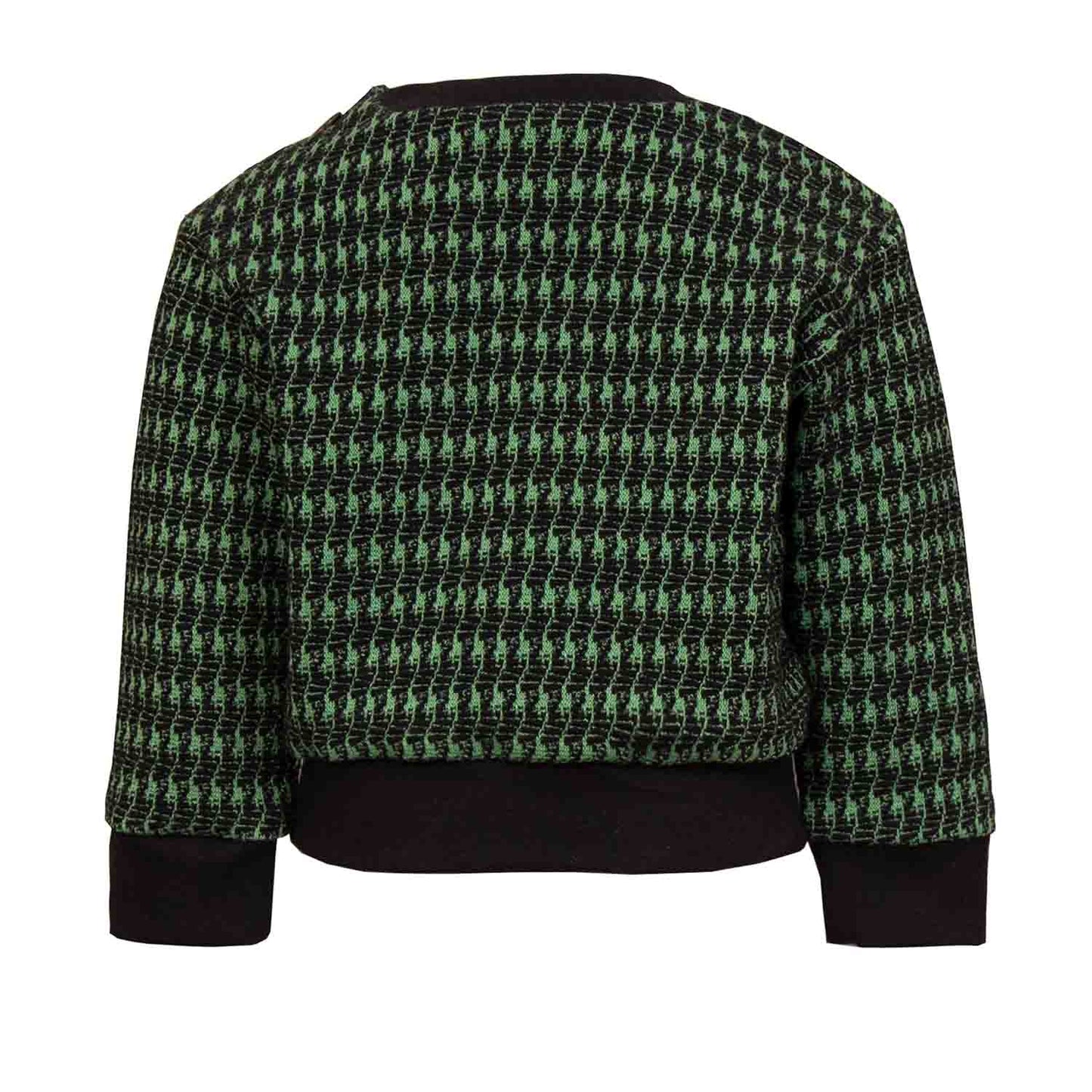 Black and green houndstooth baby sweatshirt with dragon appliqué