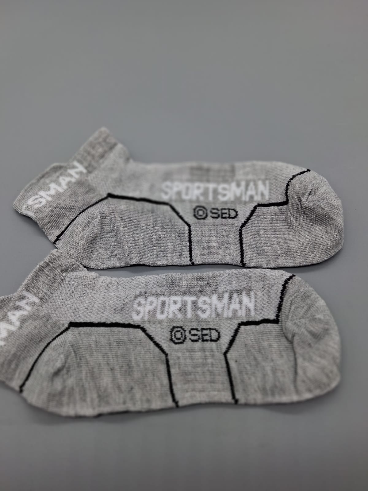 Sportsman SED Sneakersocken Graumeliert Weiß Seitenansicht