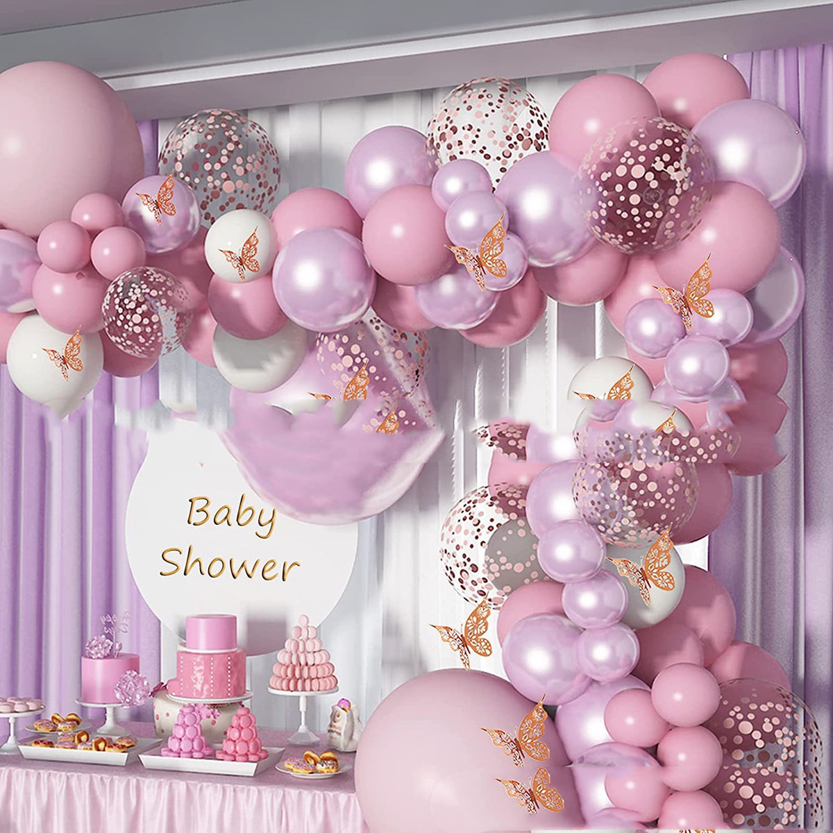 Ballongirlande in Metallic-Rosa und Flieder – Ansicht 6