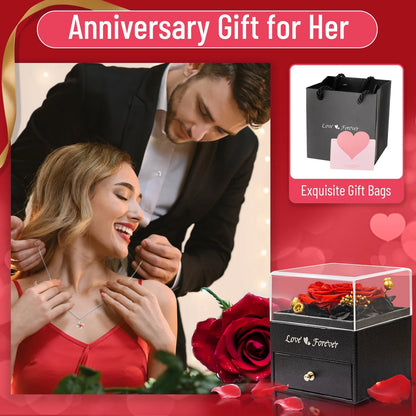 Ewige Rose Schmuckset – Echte konservierte Rose mit Halskette & Ohrringen – Ansicht 5