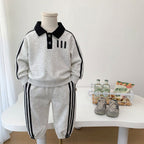 Children's casual polo shirt long sleeved two-piece set