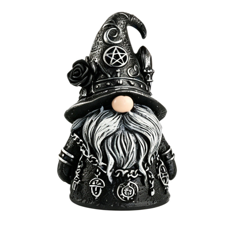 Gothic Wizard Dwarf Resin Figurine Halloween Dark Decor Desk Ornament