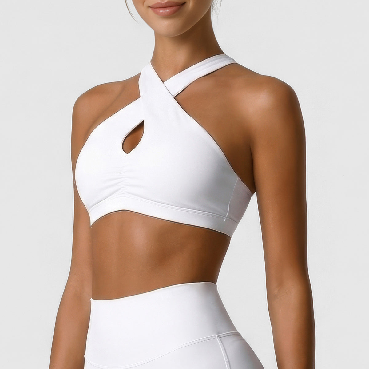 Damen-Sport-BH Neckholder Rückenfrei, Fitness Yoga Laufen, schnelltrocknend, bequem, mit gepolsterter Stütze