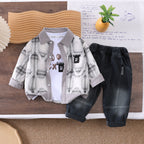 Children's clothing autumn style children's clothing cardigan long sleeved three piece set