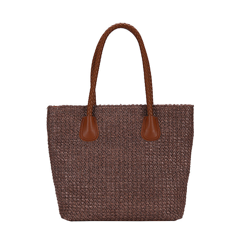 Strandtasche Damen aus Stroh geflochten, Schultertasche