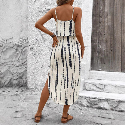 Bedrucktes Camisole-Kleid, Stoffdetail