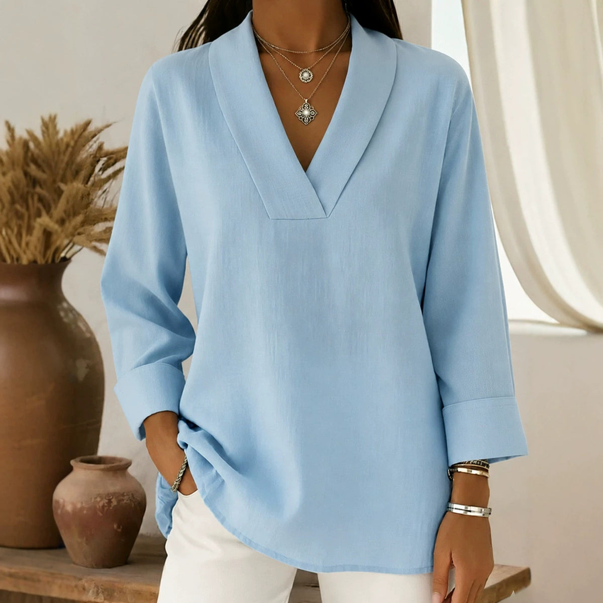 Lockere Dreiviertelarm-Bluse