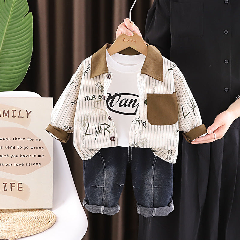 Baby autumn baby children's shirt long sleeved three piece set