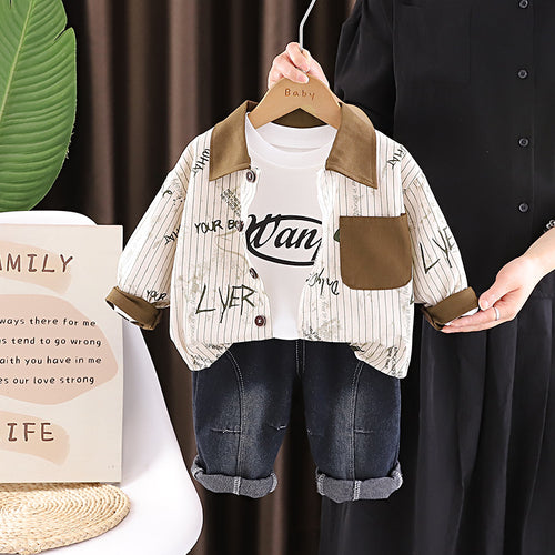 Baby autumn baby children's shirt long sleeved three piece set