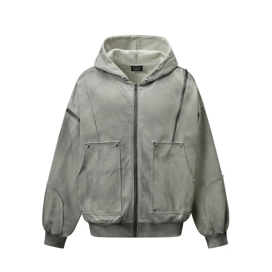 Washed-Hoodie mit Nieten, Split-Design