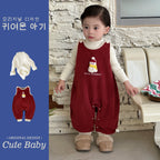 Boys Overalls with Long Sleeve Base Layer, Cartoon 3-Piece Set for Winter