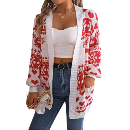Damen Weihnachts-Cardigan mit Rentier-Motiv – Ansicht 4