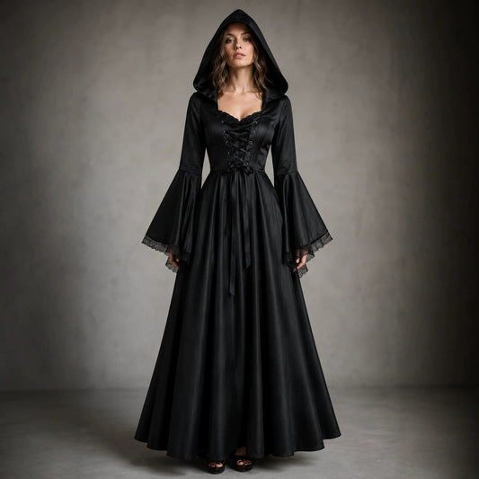 Halloween Gothic Kleid mit Kapuze
