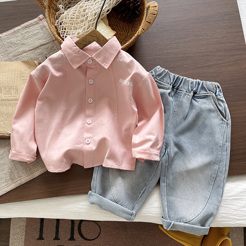 Children's Baby Shirt Long Sleeve Two Piece Set