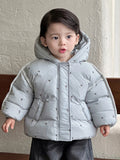 Outfit Winter Casual Thickened Puffer Coat Set with Fleece-Lined Jeans Two-Piece Set