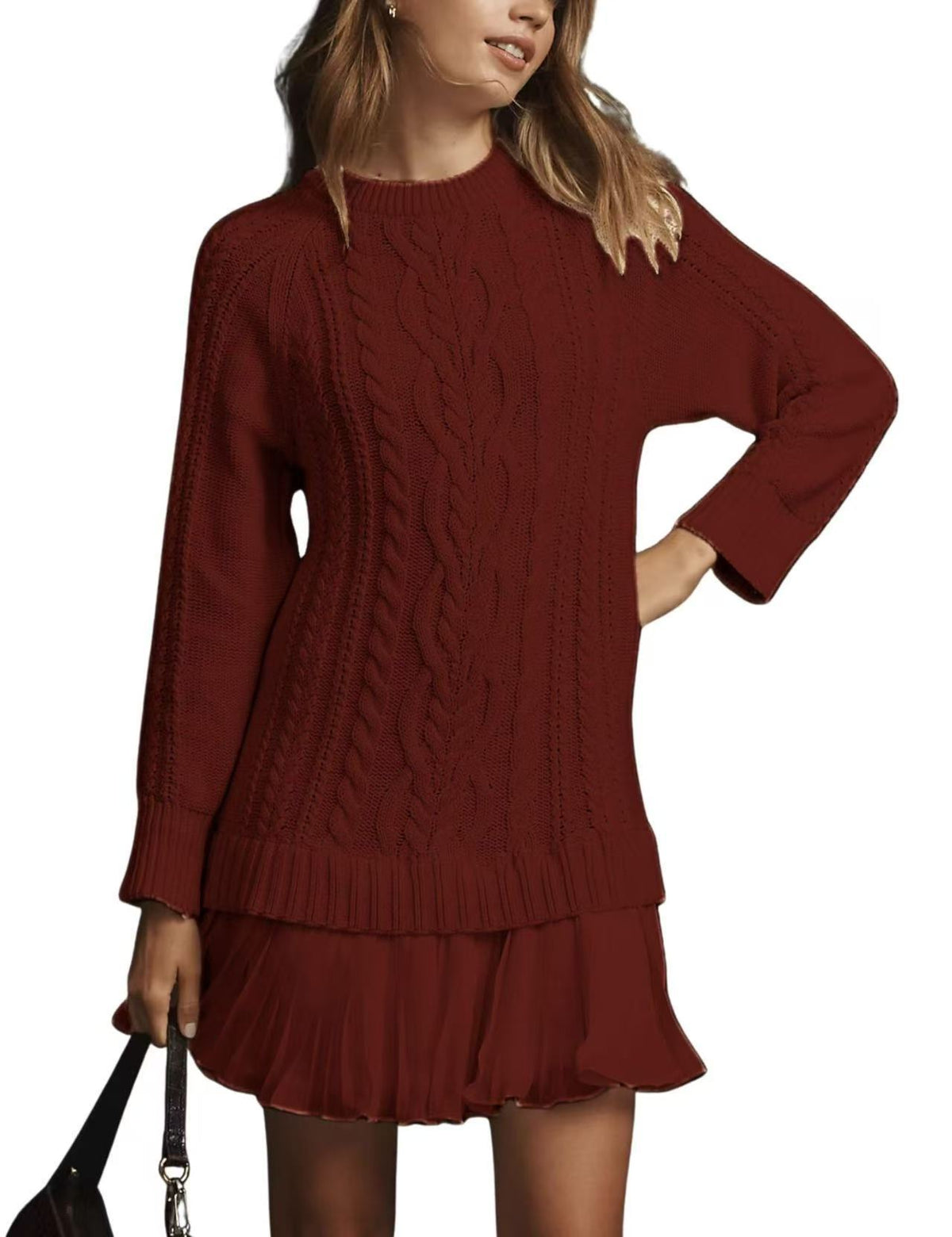 Bequemer Casual-Strickpullover mit Zopfmuster für Damen