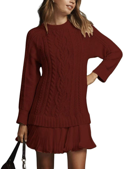 Bequemer Casual-Strickpullover mit Zopfmuster für Damen