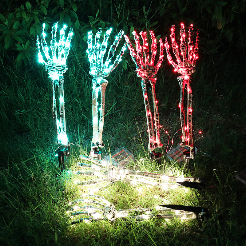 Halloween Decoration Plastic Skeleton Hand LED Glow Ghost Hand Prop Ground Stake Light-Up Decor