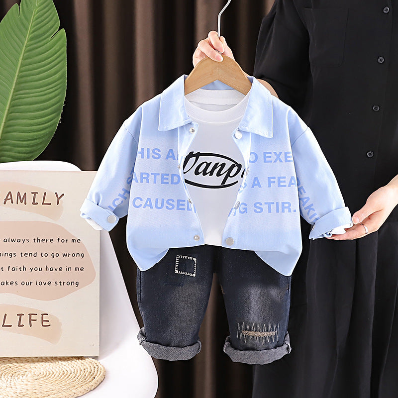 Spring and Autumn Baby Long Sleeve Three Piece Set