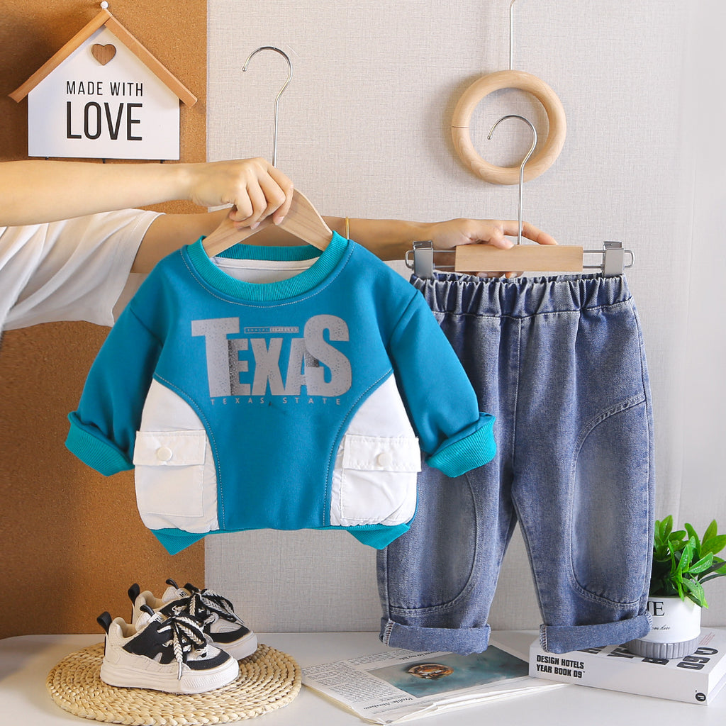 Letter hoodie long sleeved two-piece set for baby autumn