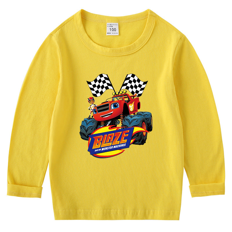 Children's cotton T-shirt with round neck and long sleeved base