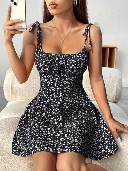 Blumenprint A-Linien Sommerkleid – Tailliertes Casual Kleid Damen – Ansicht 5