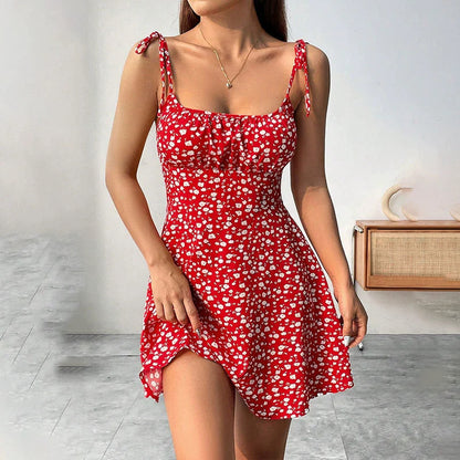 Blumenprint A-Linien Sommerkleid – Tailliertes Casual Kleid Damen – Ansicht 4