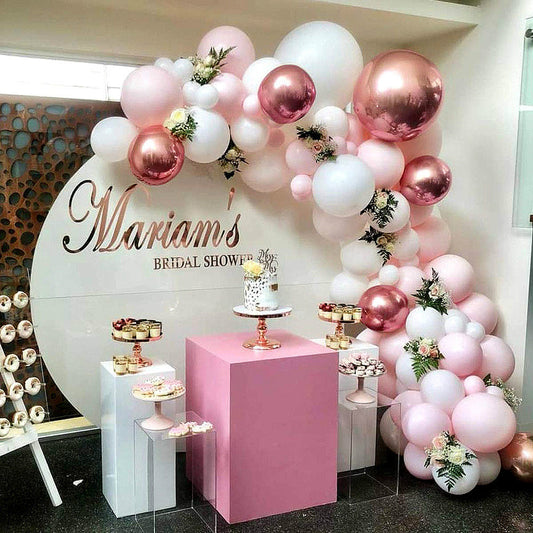 Ballongirlande in Rosa, Rot und Silber, Ballonbogen-Set – Ansicht 2