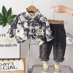 Tie dye letter long sleeved two-piece baby spring and autumn outfit