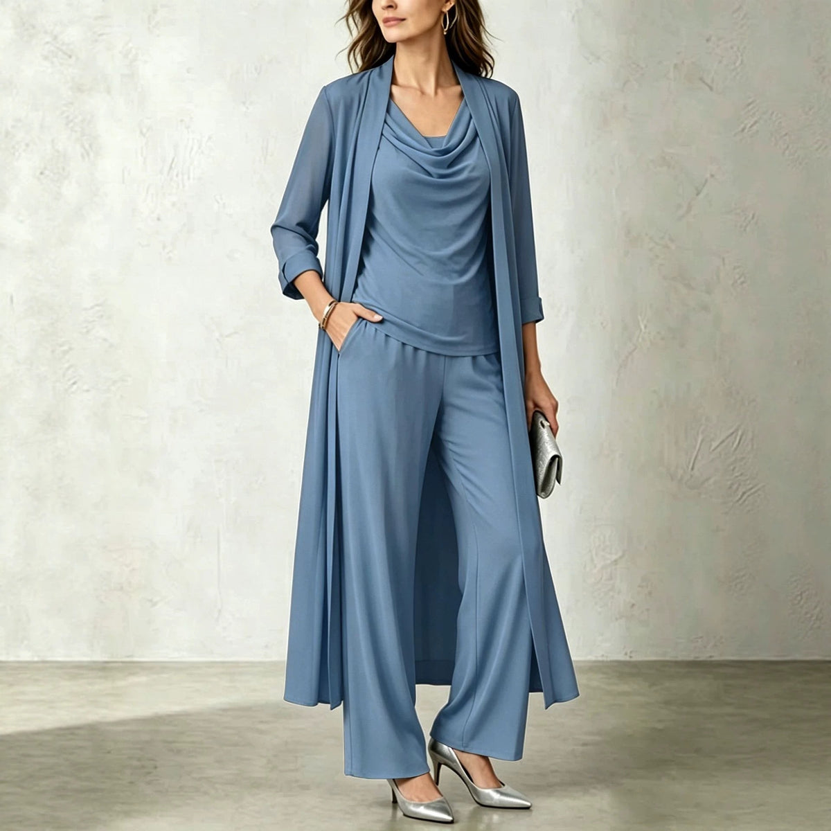 3-teiliges Set: Top, Cardigan & Hose