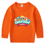 Children's cotton T-shirt with round neck and long sleeved base