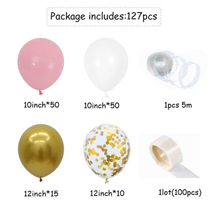 Ballongirlande in Rosa, Weiß und Gold, Ballonbogen-Set – Ansicht 3