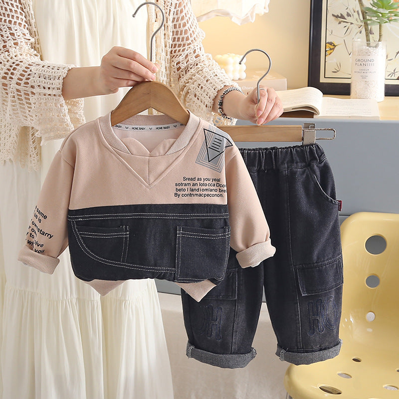 Baby autumn hoodie long sleeved two-piece set