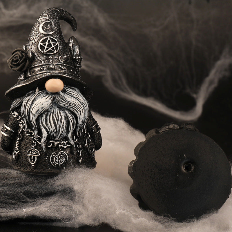 Gothic Wizard Dwarf Resin Figurine Halloween Dark Decor Desk Ornament