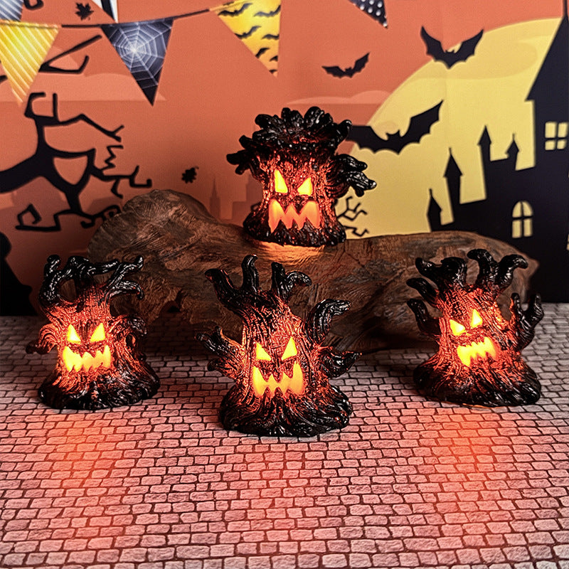 Halloween Decoration Resin Tree Spirit LED Light-Up Resin Ornament Creative Halloween Gift