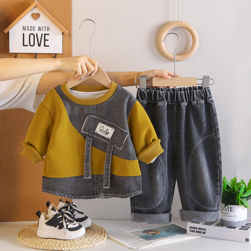 Children's long sleeved baby hoodie two-piece set
