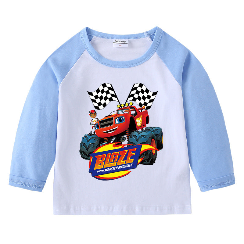Children's T-shirt with round neck cartoon long sleeves