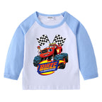Children's T-shirt with round neck cartoon long sleeves