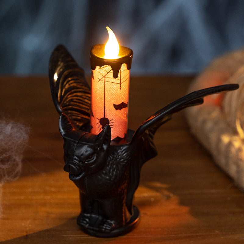 Halloween Decorative Candle Night Light, Halloween Decoration Prop, Candle Holder Ornament, LED Electronic Candle, Party Prop